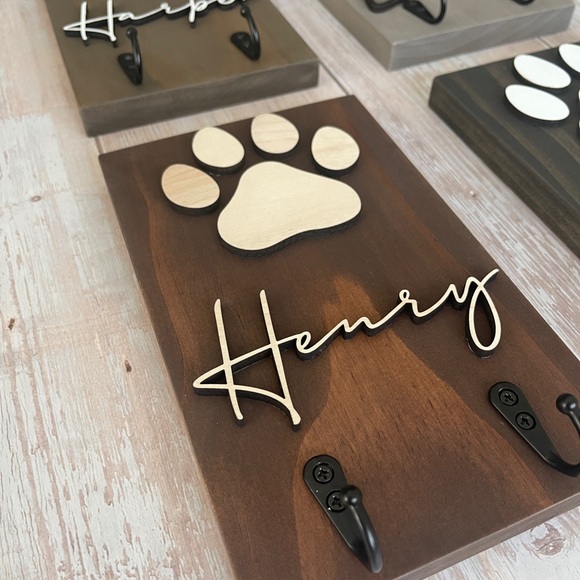 CUSTOM MADE Leash Holder - Personalized Dog Name Hanger for Colar, Leash, Keys - Picture 3 of 8